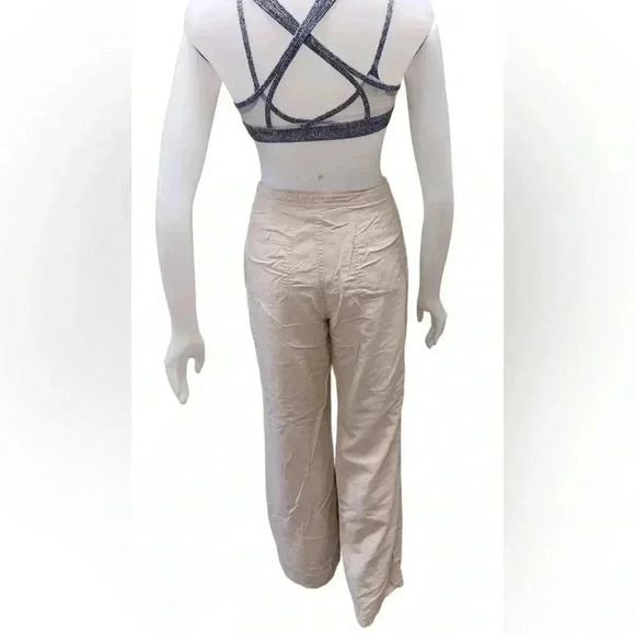 Tristan  & Iseut Linen Blend Straight Leg Oatmeal Pants Size 14 - Picture 4 of 8
